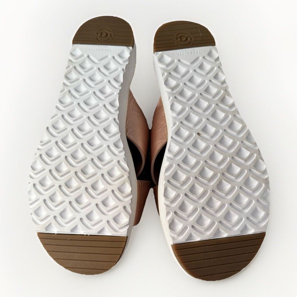 UGG Kari Sandals Size 7 Metallic Rose Gold Leather Crisscross Platform Slide - Picture 5 of 7